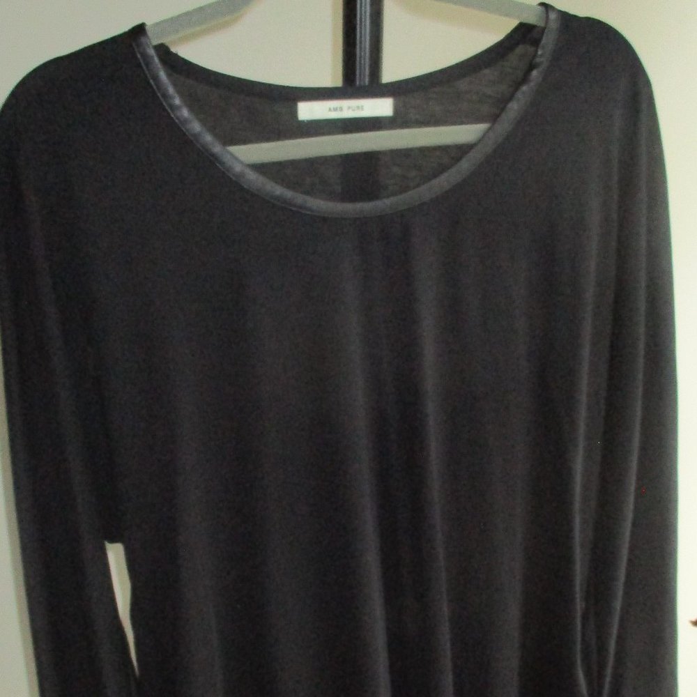 AMS PURE Black Shirt Leather neckline